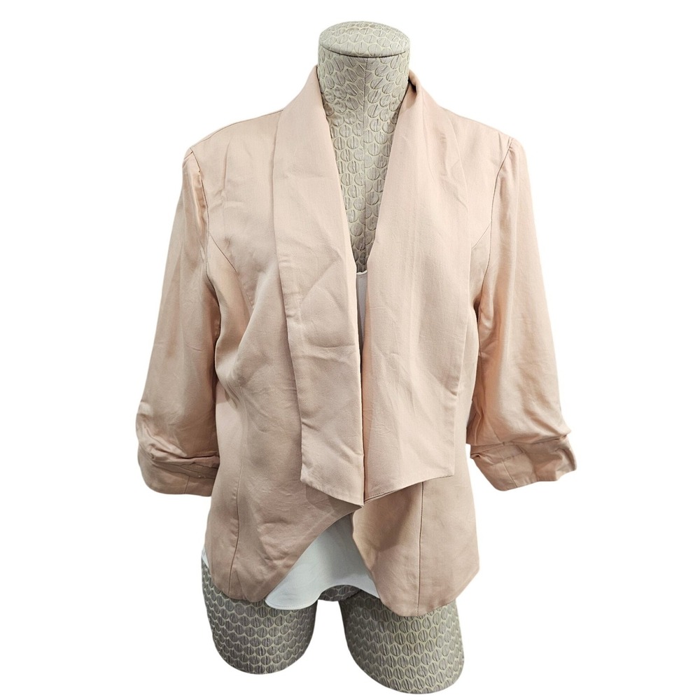 Velvet Heart Medium Light Pink Linen Blend Blazer Jacket Easter Spring Coat‎ EUC